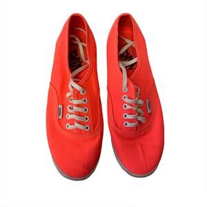 Vans Tennis Shoes Womens Lace Up Canvas Bright Neon Coral Orange Size 7